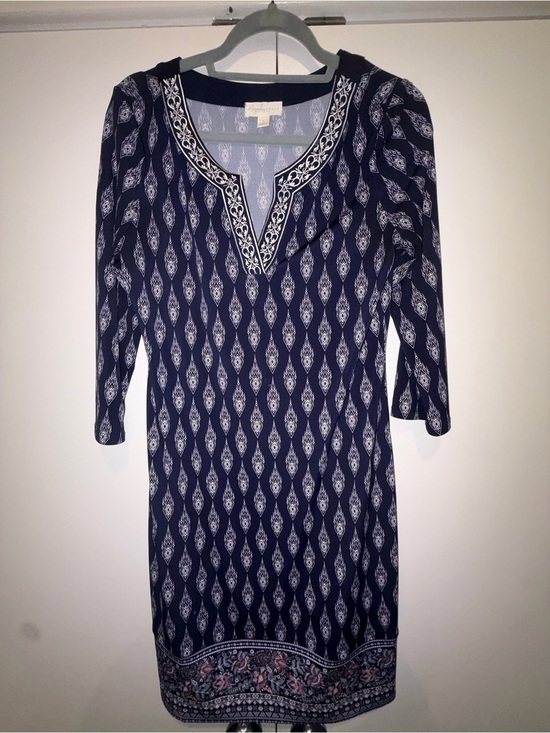 Magnolia Grace Dresses & Skirts - Magnolia Grace Navy Boho Print Embroidered Shift Dress Size S